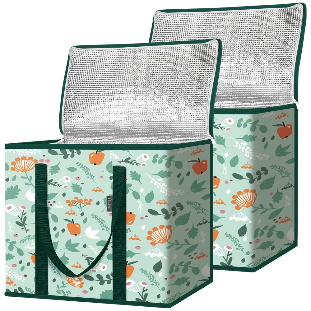 Insulated Reusable Grocery Bags 2~Pack, Collapsible Cooler, Large
