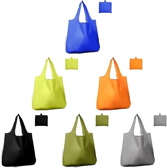 Foldable Reusable Grocery Bags – Heavy Duty 6 Pack with Handles | XL Tote for…