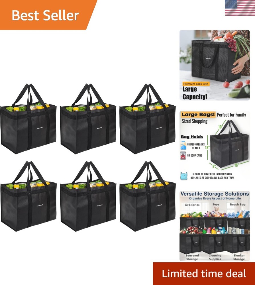 Heavy-Duty Reusable Grocery Bags – 4-Pack Collapsible Totes, 100 LBS Capacity