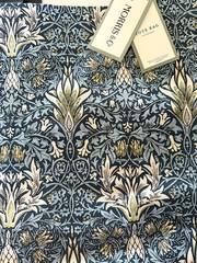 William Morris Canvas Tote Reusable Bag Snakehead Stickley Style Gray Blue Flora