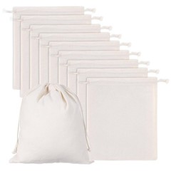 10 Pcs Reusable Produce Bags, 12″x10″ Natural Linen Bread One Size, Off-white