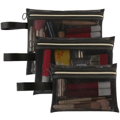 Mesh Cosmetic Bags with a 9.4×8.2 inch, a 8.2×6.3 a 6.3×4.7 Black