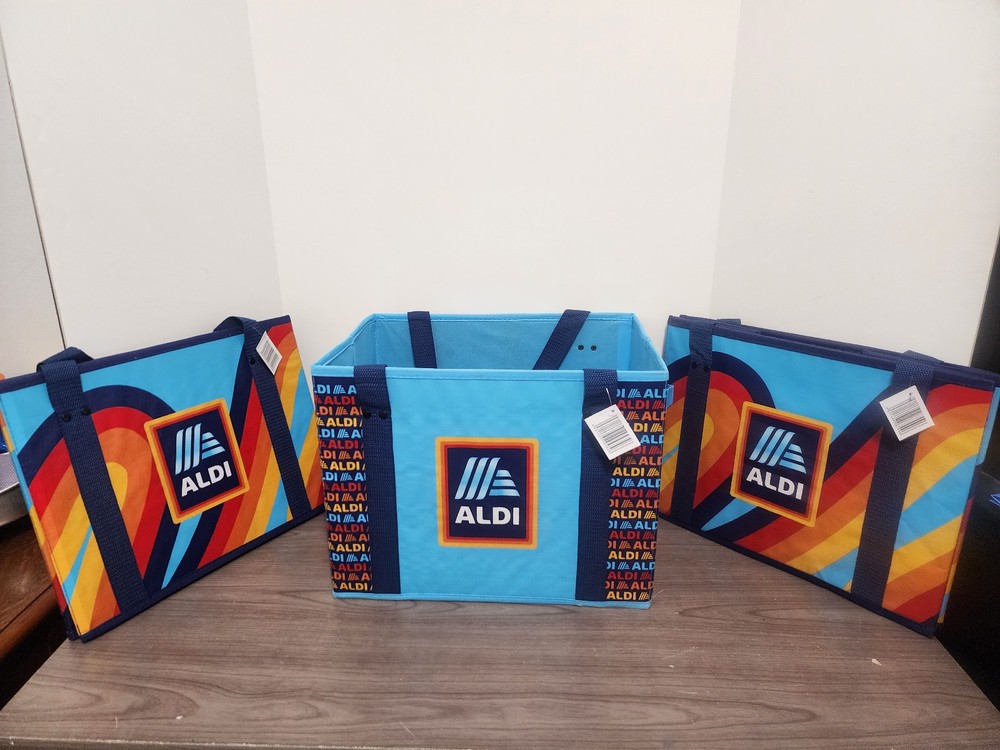 ❤️ALDI🏠A121~Aldi Collapsible Heavy Duty Reusable Shopping Box Tote Bag 3 pack