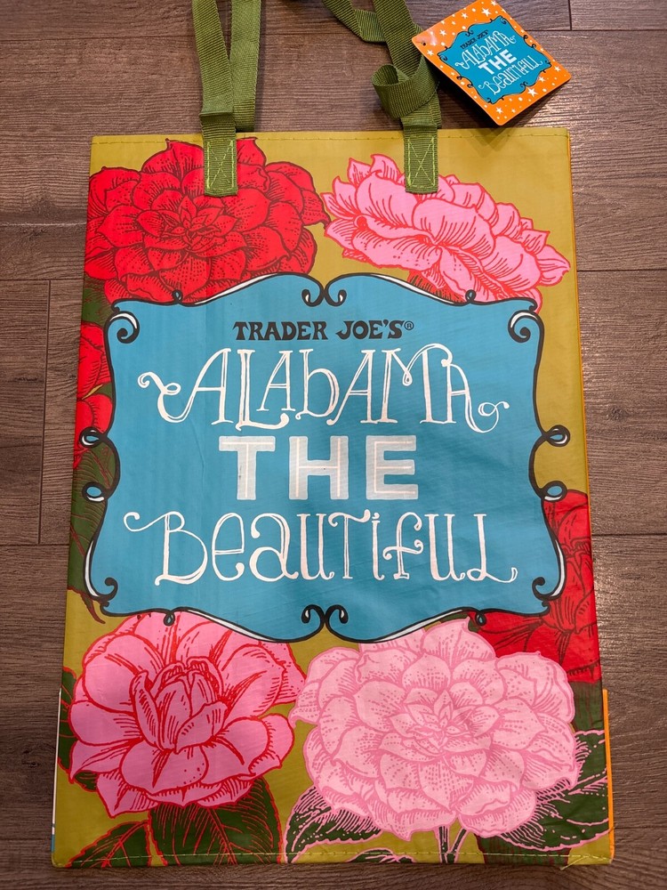 trader joes Alabama reusable bag! Floral design on front, guitar on back!