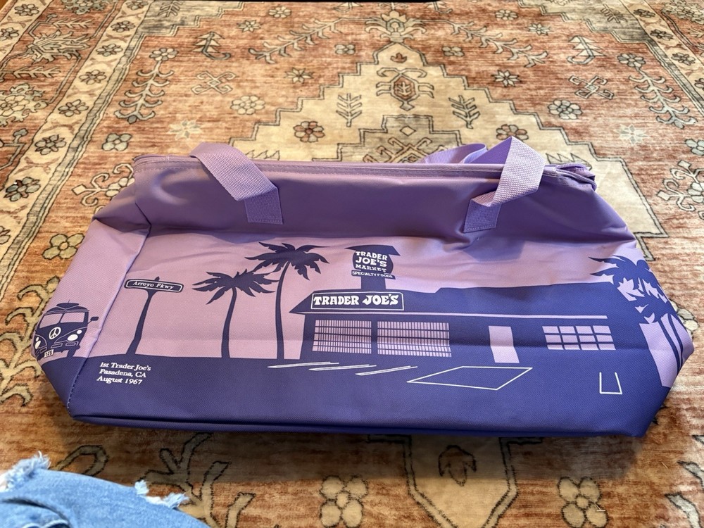 Trader Joe’s Lavender Insulated Shopping Cooler Bag purple rain 2026 release