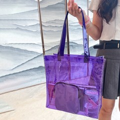 Transparent PVC Waterproof Makeup Bag Women Travel Shopping Handbag Tote Bag