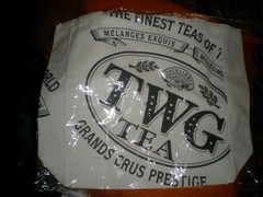 NEW TWG Tea Collectable Reusable Canvas Cotton Shopper Tote Bag – WHITE -18″