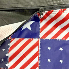Americana Stars and Stripes Nylon Front Cloth Tote Reusable Shopping Bag