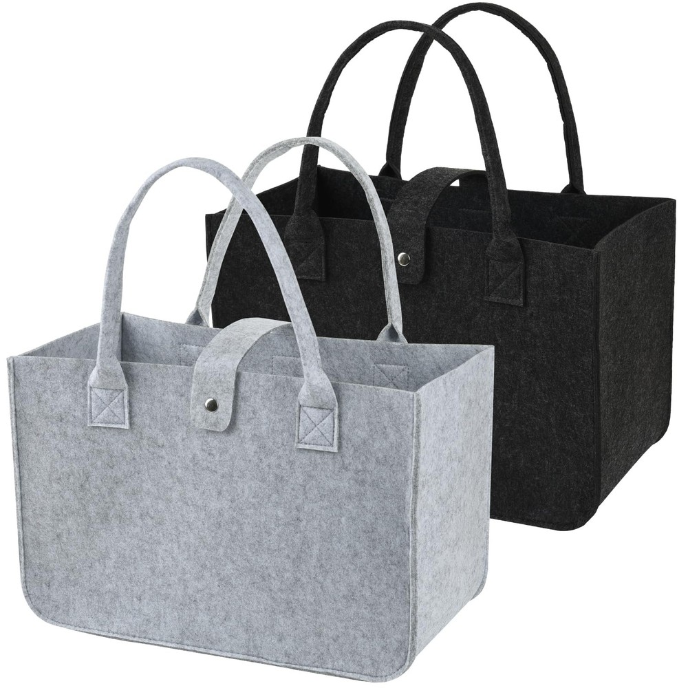 2-pack reusable felt tote bags foldable and versatile. Suitable for daily sho…