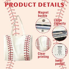 Baseball Tote Bag for Tote Handbag Large Baseball Cotton Canvas Bag Reusable …