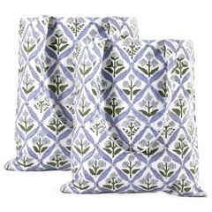 Ridhi Light Steel Blue Hand Block Printed Cotton Canvas Tote Bags For Women S…