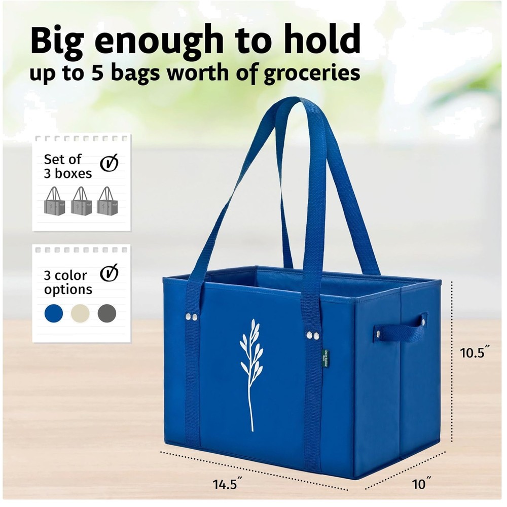 Bulldog Reusable Grocery Bags – Set of 3 Gray Totes