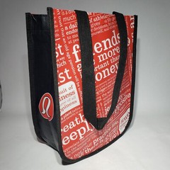 Lululemon Reusable Black and Red Sustainable Shopping Tote Bag 9 x 4.5 x 12″