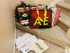 Lot American Eagle AE Aerie Reusable Shopping Tote Bag Carry 2021 Christmas- EUC
