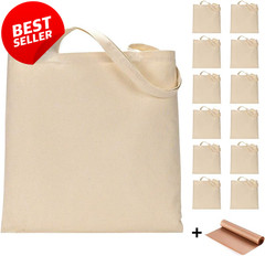 12 Pack Blank Canvas Tote Bags Bulk Reusable Shopping Grocery Craft Bags US