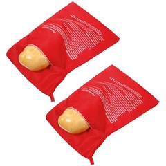 2 PCS Red Baked Potato Microwave Bag, Reusable 10.04in x 7.28in,
