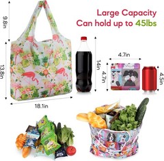 Eco-Friendly Foldable Grocery Shopping Bags – 6 Pack with Trendy Animal Prints