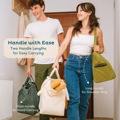 3-Pack Reusable Grocery Bags – Heavy Duty, Large 12 Oz Cotton Canvas Reusable…