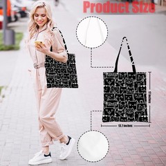 Cute Cat Tote Bag, Cats Gifts Handbag Doodle Reusable Travel Shopping Storage…