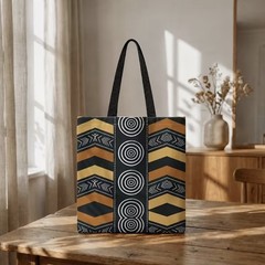 1pc Double-Sided 2D Flat Printing Shopping Tote Bag, Vintage Decorative Design