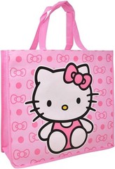 Shopping Tote Bag Reusable Pink Non-Woven Large Bow Pattern Charm Womens Durable