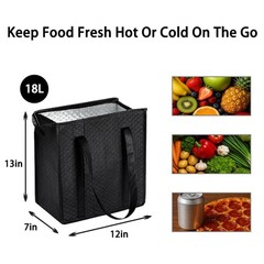 18L Insulated Grocery Bags with Zipper, Reusable Thermal Cooler Tote Bag for …