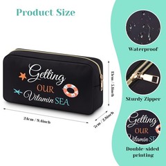 Baipilu Beach Lover Gift Makeup Bag Funny Sea Lovers Gifts for Women black
