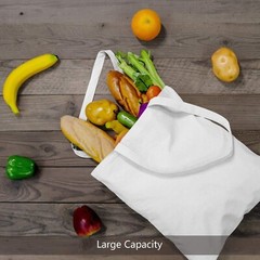 3 Bulk Reusable Canvas Grocery Shopping Tote Bags Woven Cloth for Women 15×16 in