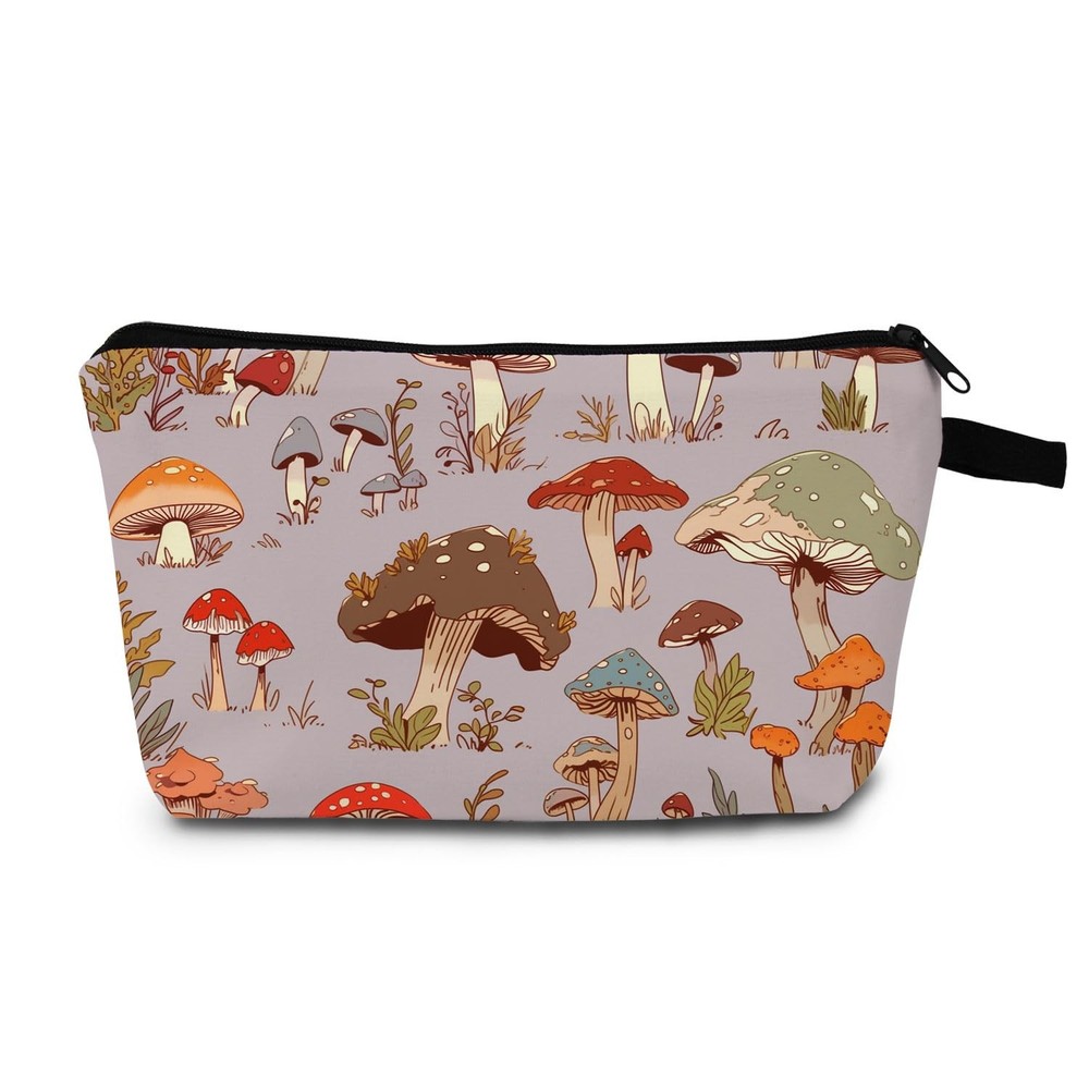 MoCaliduccious Mushroom Print Women Small Makeup Bag Outdoor 01