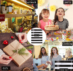 100 Pack 16×18″ Black & White Stripe Thank You Retail Shopping Bags