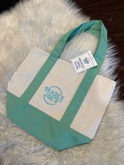 NWT Trader Joe’s Mini Pastel Canvas Tote Bag Mint Green Reusable