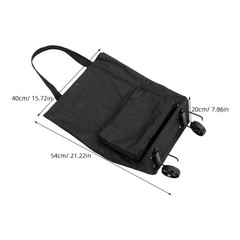 Foldable Wheeled Grocery Bag with Pull Strap Lightweight Oxford Fabric Tote