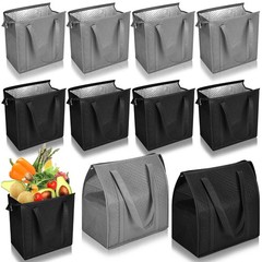 10 Pack Large Insulated Grocery Bags Reusable Shopping Bags with Zippered Top…