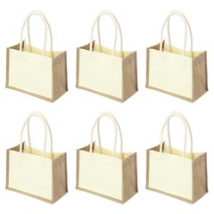 6Pcs Burlap Tote Bags, Reusable Gift Tote Bags 14.6 x 10.2 Inch White