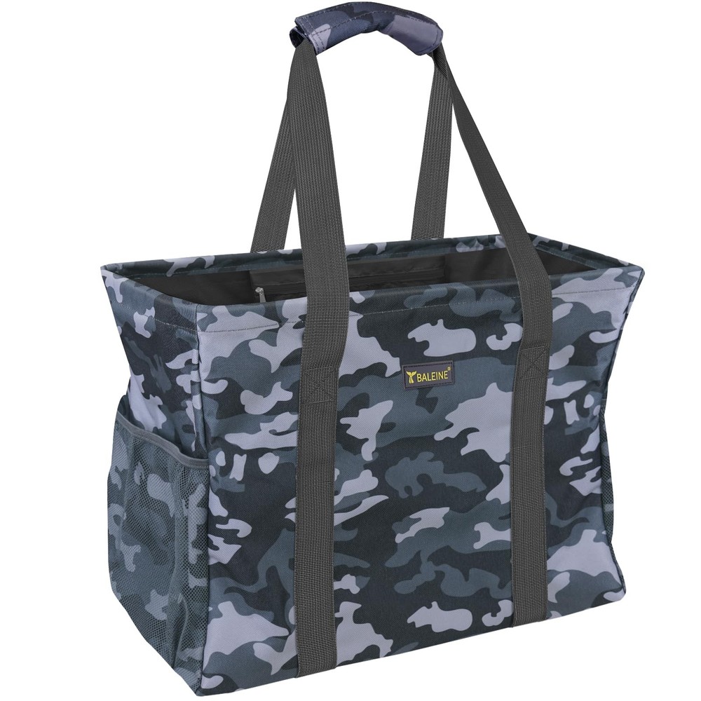 Extra Large Utility Tote Bag Wire Frame Reusable Grocery 16.5x14x10 Inch