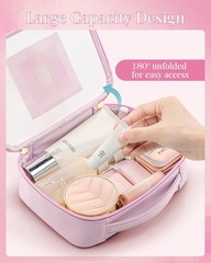 VLANDO Cute Makeup Bag,Travel Bag for Teen Clear Toiletry Clear-pink