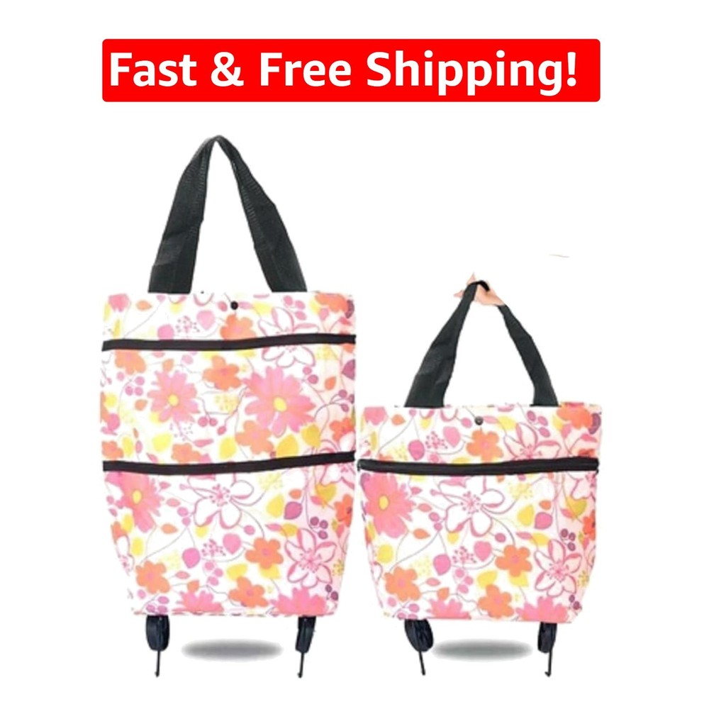 Compact and Waterproof Reusable Tote Bags with Folding Wheels – Chic Design