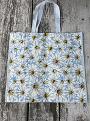 🌼DAISIES 🌼 Flower Reusable Shopping Bag Tote 17.5″x19.5″ Blue & White