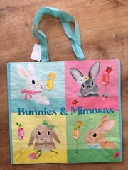 Easter Spring~Bunny & Mimosas~Rabbits Gift Reusable Tote Homegoods Shopping Bag