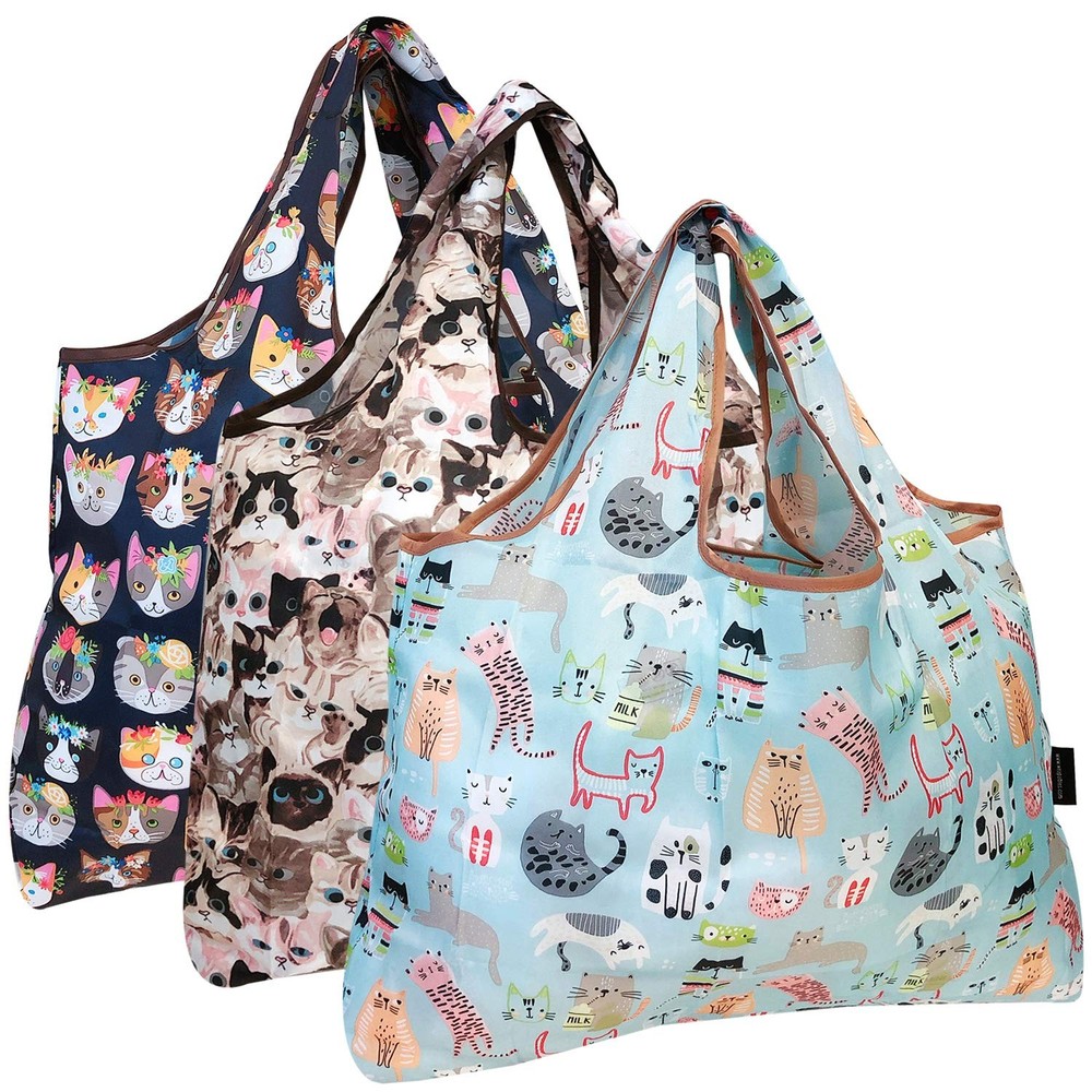3 PCS Wrapables EcoFriendly Large Nylon Reusable Shopping Bags Grocery Tote