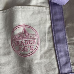 2 Trader Joe’s LARGE Canvas Shopping Bag NEW Purple/White