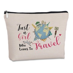 Yegifeyct Travel Lover Gifts Zipper Makeup Bag Cosmetic Black, Silver