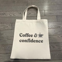 Coffee & Confidence Canvas Tote Bag | Minimalist coffee quote tote bag