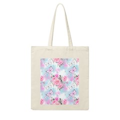 Watercolor Roses Large Canvas 14×16 Inches Ivory White Shopping Bags
