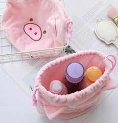 AKOAK 1 Pack Cute Fluffy Piglet Makeup Bag, 23 x 17cm / 9 x 6.7inch, Pink