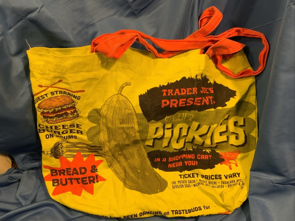 ✨✨Trader Joe’s Reusable Canvas Shopping Bag Pickles Print Grocery Eco Bag