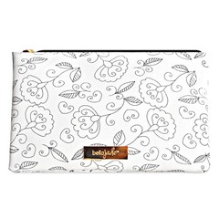 Bella Jade Small Makeup Pouch for Women, Cute Black and White Floral