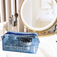 TotePrint 1PCS Star Printing Clear Cosmetics Makeup Bag 7.9 x 3.9 x purple