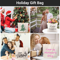6 Packs Large Canvas Tote Bags, 20X15 Inch Reusable Grocery Bag, Natural White B