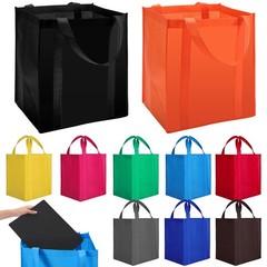 10 PCS Reusable Grocery Foldable Bags Non Woven 9.4×12.4×15 Inch Multicolor